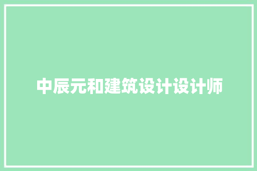 中辰元和建筑设计设计师