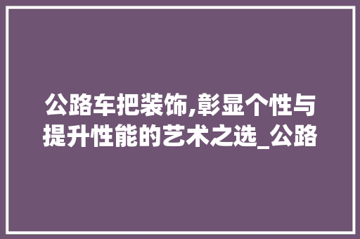 公路车把装饰,彰显个性与提升性能的艺术之选_公路车把装饰 常用设备