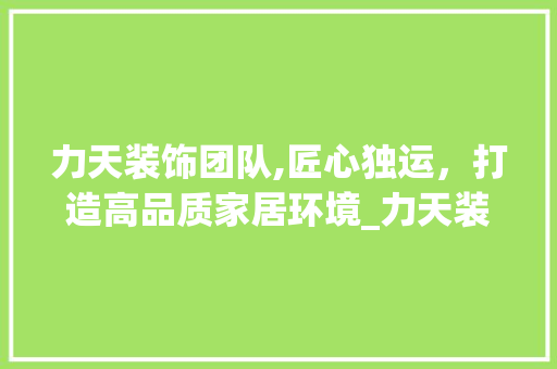 力天装饰团队,匠心独运，打造高品质家居环境_力天装饰团队