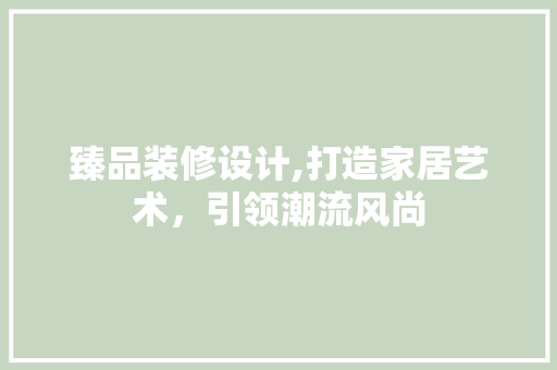 臻品装修设计,打造家居艺术，引领潮流风尚 施工技术
