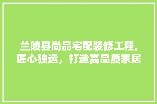 兰陵县尚品宅配装修工程,匠心独运，打造高品质家居生活 工艺流程