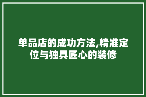 单品店的成功方法,精准定位与独具匠心的装修