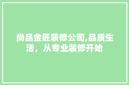 尚品金匠装修公司,品质生活，从专业装修开始 施工工艺