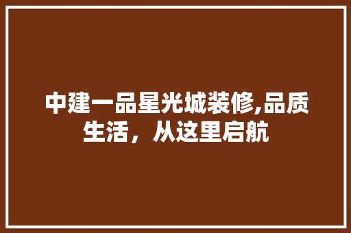 中建一品星光城装修,品质生活，从这里启航