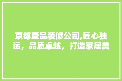 京都壹品装修公司,匠心独运，品质卓越，打造家居美学新标杆 设计原则