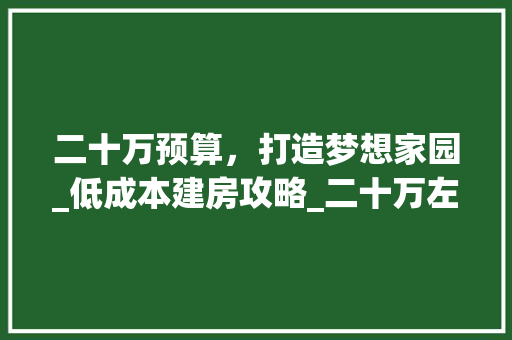 二十万预算，打造梦想家园_低成本建房攻略_二十万左右建房子图片 住宅建筑设计