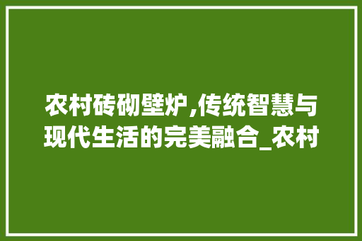 农村砖砌壁炉,传统智慧与现代生活的完美融合_农村砖砌壁炉 施工管理