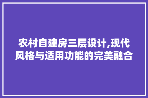 农村自建房三层设计,现代风格与适用功能的完美融合_农村自建房三层设计图纸免费