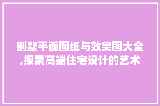 别墅平面图纸与效果图大全,探索高端住宅设计的艺术与科学_别墅平面图纸及效果图大全