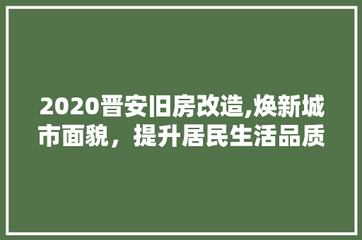 2020晋安旧房改造,焕新城市面貌，提升居民生活品质