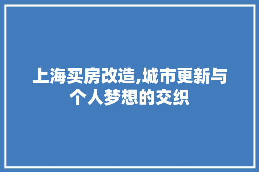 上海买房改造,城市更新与个人梦想的交织 生态建筑设计