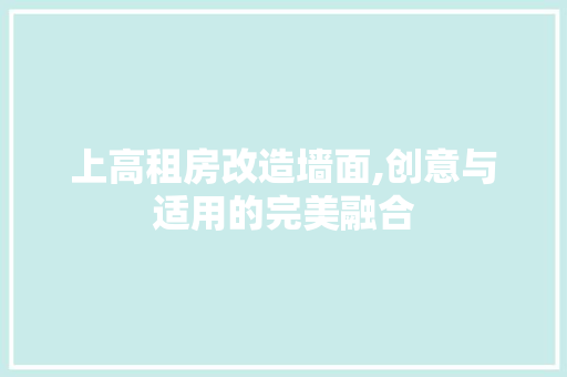 上高租房改造墙面,创意与适用的完美融合 材料设备