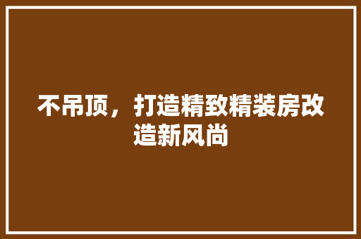 不吊顶，打造精致精装房改造新风尚