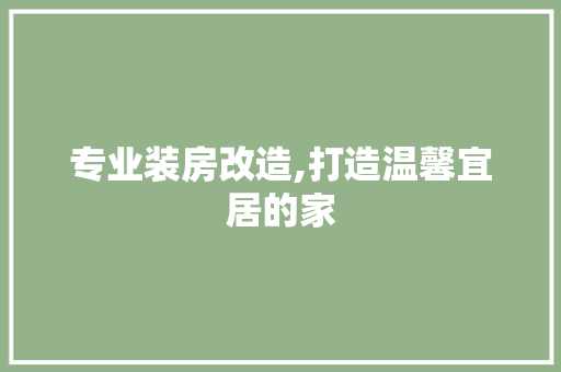 专业装房改造,打造温馨宜居的家