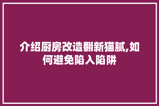 介绍厨房改造翻新猫腻,如何避免陷入陷阱