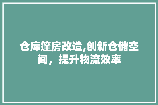 仓库篷房改造,创新仓储空间，提升物流效率