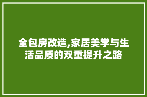 全包房改造,家居美学与生活品质的双重提升之路