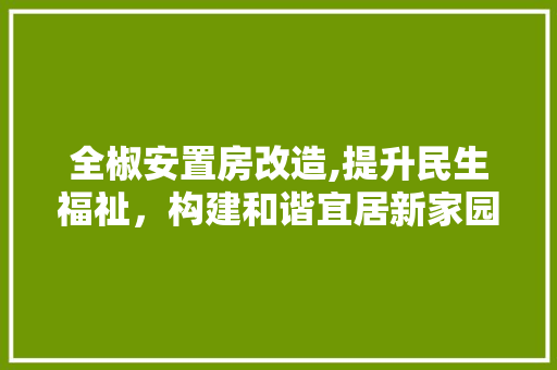 全椒安置房改造,提升民生福祉，构建和谐宜居新家园