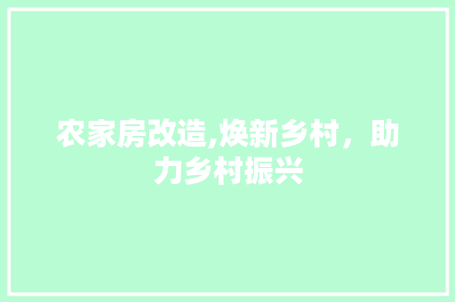 农家房改造,焕新乡村，助力乡村振兴