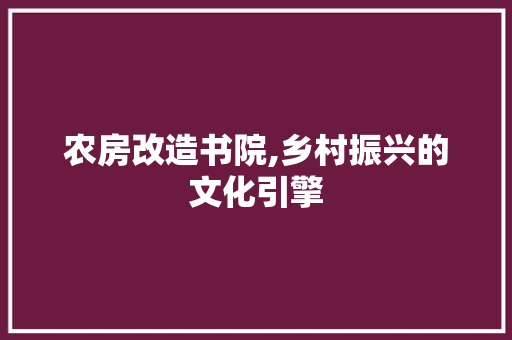 农房改造书院,乡村振兴的文化引擎