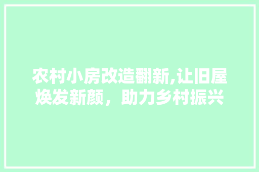 农村小房改造翻新,让旧屋焕发新颜，助力乡村振兴