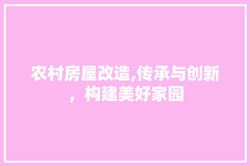 农村房屋改造,传承与创新，构建美好家园