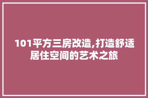 101平方三房改造,打造舒适居住空间的艺术之旅