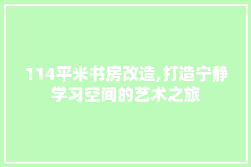 114平米书房改造,打造宁静学习空间的艺术之旅
