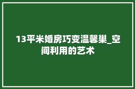 13平米婚房巧变温馨巢_空间利用的艺术