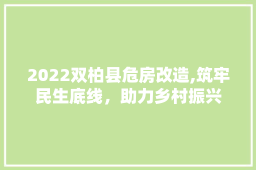 2022双柏县危房改造,筑牢民生底线，助力乡村振兴