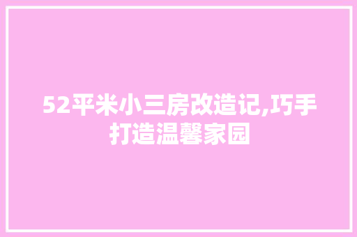 52平米小三房改造记,巧手打造温馨家园