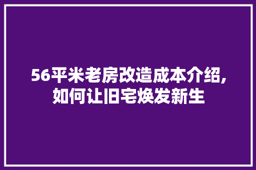 56平米老房改造成本介绍,如何让旧宅焕发新生