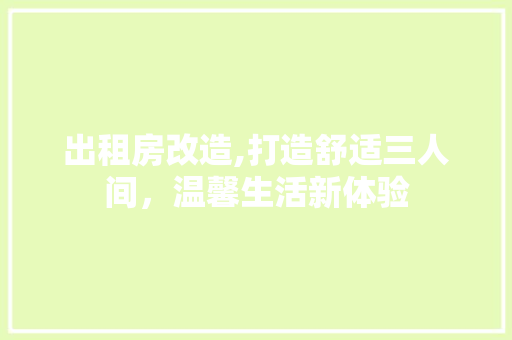 出租房改造,打造舒适三人间，温馨生活新体验