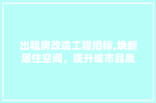 出租房改造工程招标,焕新居住空间，提升城市品质