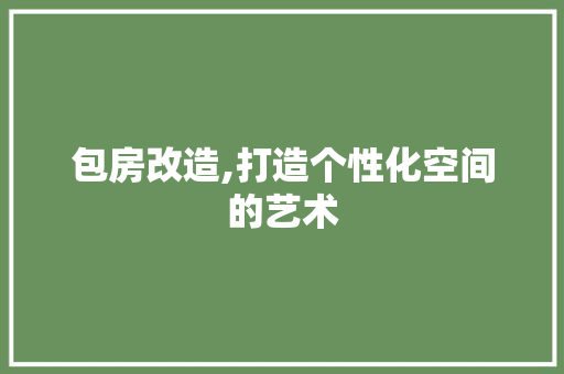 包房改造,打造个性化空间的艺术