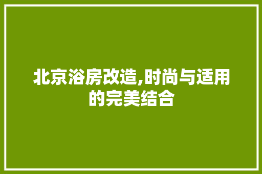 北京浴房改造,时尚与适用的完美结合