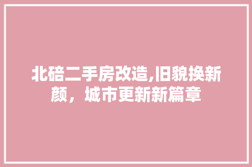 北碚二手房改造,旧貌换新颜，城市更新新篇章 施工工艺