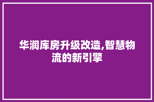 华润库房升级改造,智慧物流的新引擎