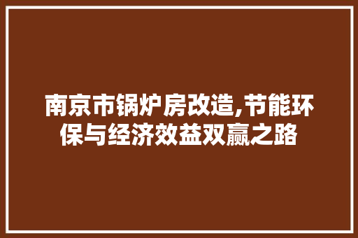 南京市锅炉房改造,节能环保与经济效益双赢之路 常用建材