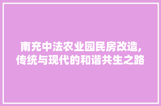 南充中法农业园民房改造,传统与现代的和谐共生之路