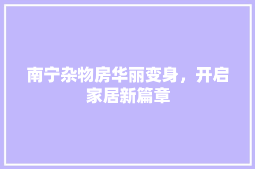 南宁杂物房华丽变身，开启家居新篇章