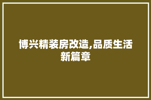 博兴精装房改造,品质生活新篇章