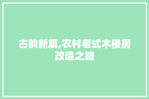 古韵新篇,农村老式木楼房改造之路