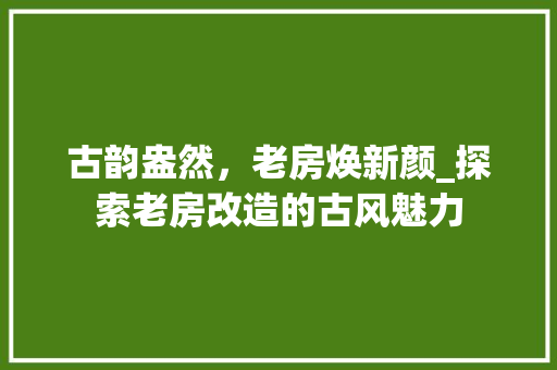 古韵盎然，老房焕新颜_探索老房改造的古风魅力