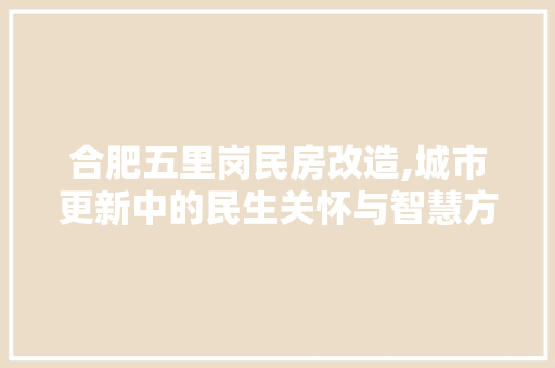 合肥五里岗民房改造,城市更新中的民生关怀与智慧方法
