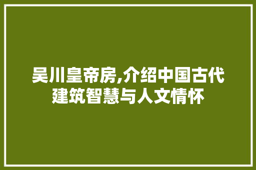 吴川皇帝房,介绍中国古代建筑智慧与人文情怀