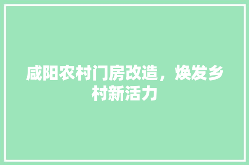 咸阳农村门房改造，焕发乡村新活力
