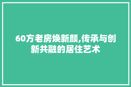 60方老房焕新颜,传承与创新共融的居住艺术