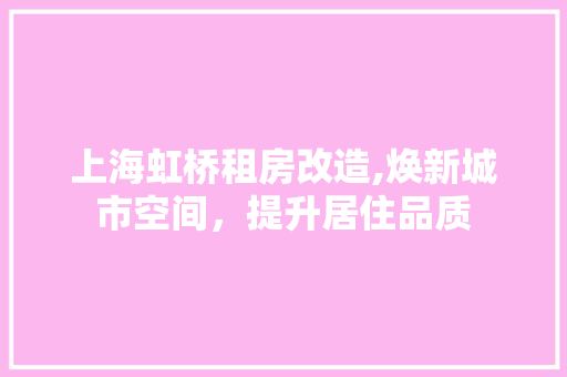 上海虹桥租房改造,焕新城市空间，提升居住品质