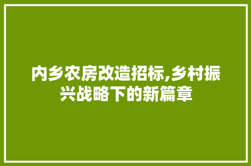 内乡农房改造招标,乡村振兴战略下的新篇章
